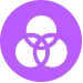 Lilafarbener Kreis mit Sprechblasen-Symbol, das Kommunikation oder Messaging darstellt.