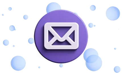Ein E-Mail-Symbol mit Blasen, das Kommunikation symbolisiert.