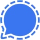 Blaues Sprechblasen-Symbol auf transparentem Hintergrund - das Logo der sozialen Medienplattform Signal.